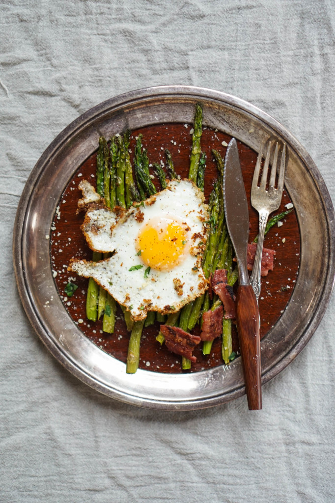 Roasted Breakfast Asparagus with Breadcrumb Fried Egg