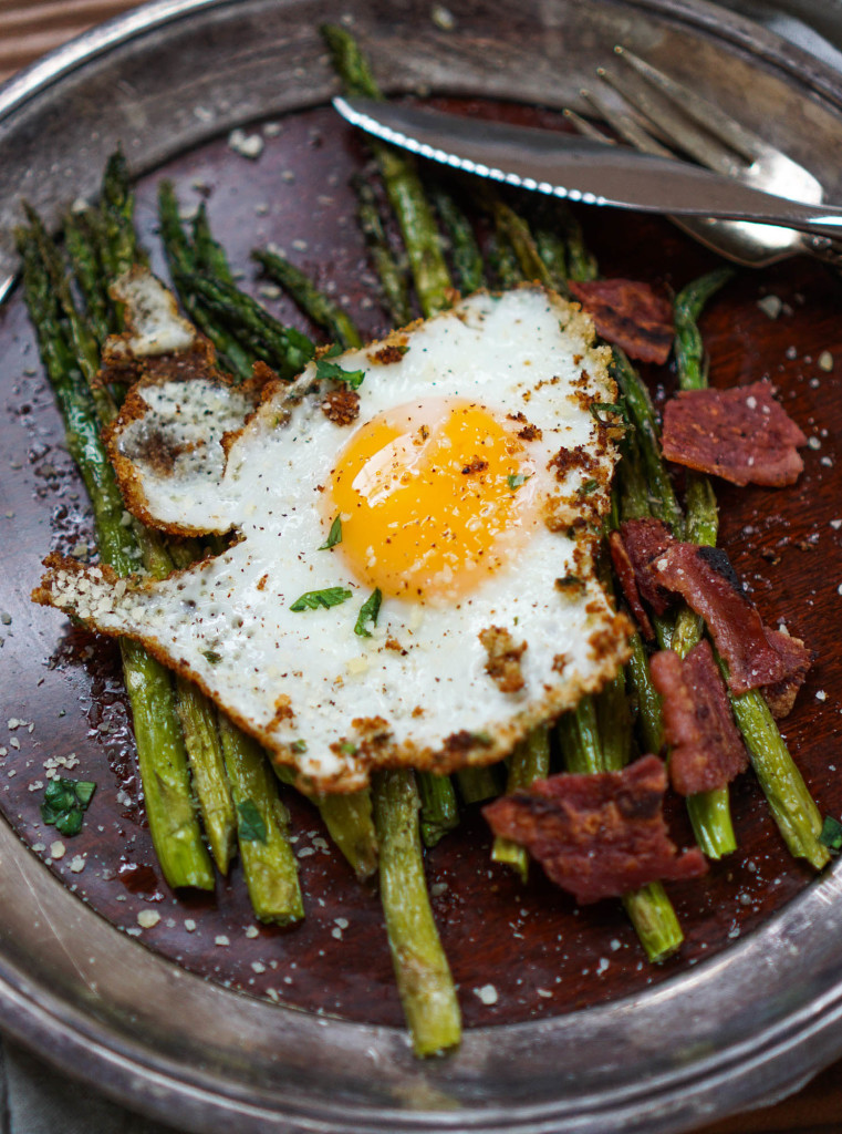 Roasted Breakfast Asparagus with Breadcrumb Fried Egg