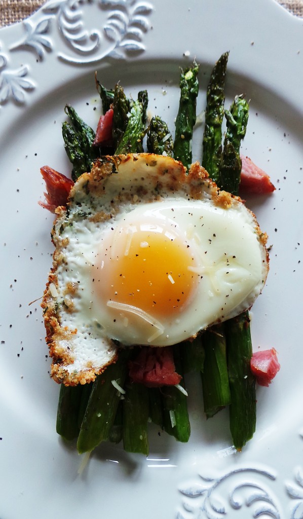 Roasted Breakfast Asparagus with Breadcrumb Fried Egg