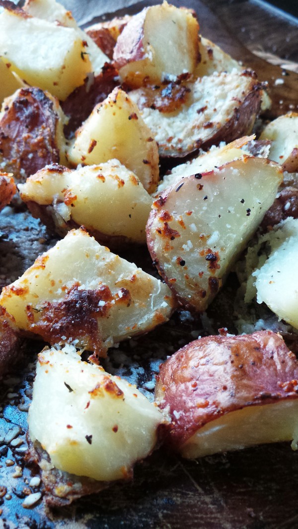 New York Strip with Parmesan Crusted Potatoes