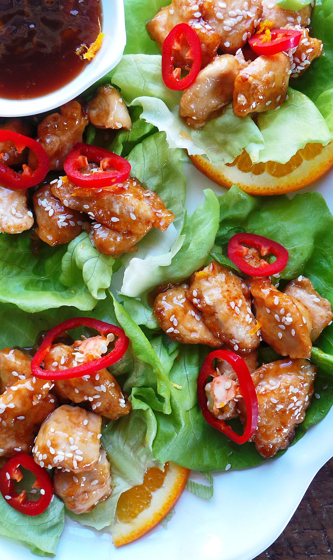 Crispy Orange Chicken Lettuce Wraps