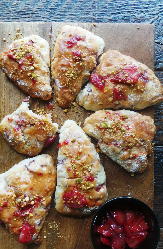 Roasted Strawberry Pistachio Scones