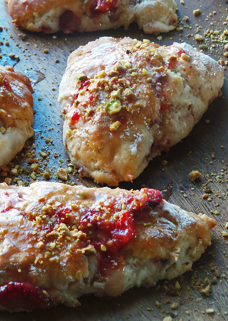 Roasted Strawberry Pistachio Scones