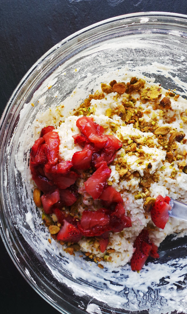 Roasted Strawberry Pistachio Scones