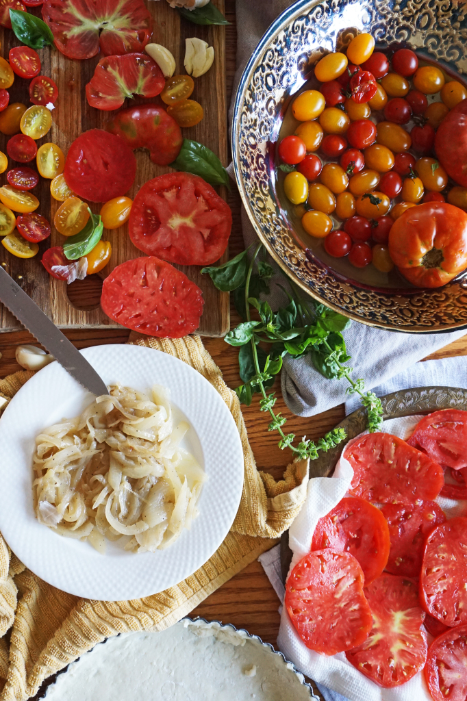 Beefsteak Tomato Tart with Caramelized Onions & Thyme 