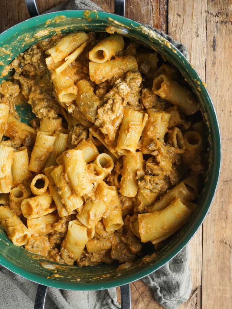 Pumpkin Baked Ziti with Sage Sausage 