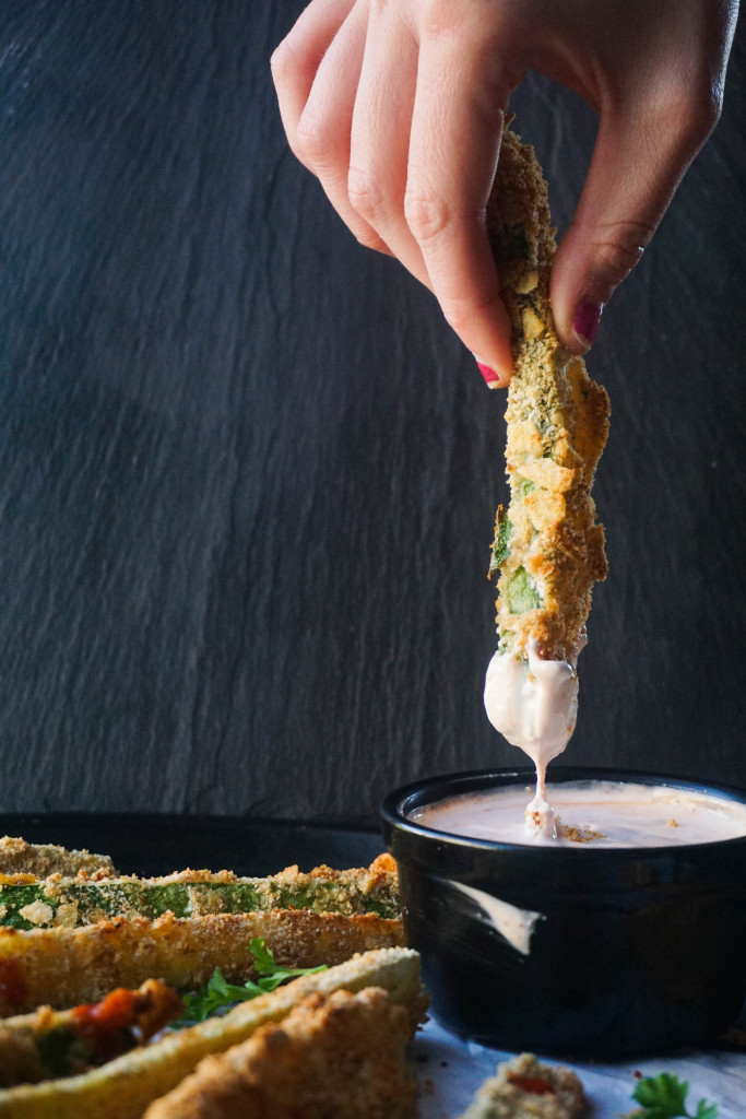 Crab Chip Crusted Zucchini Fries