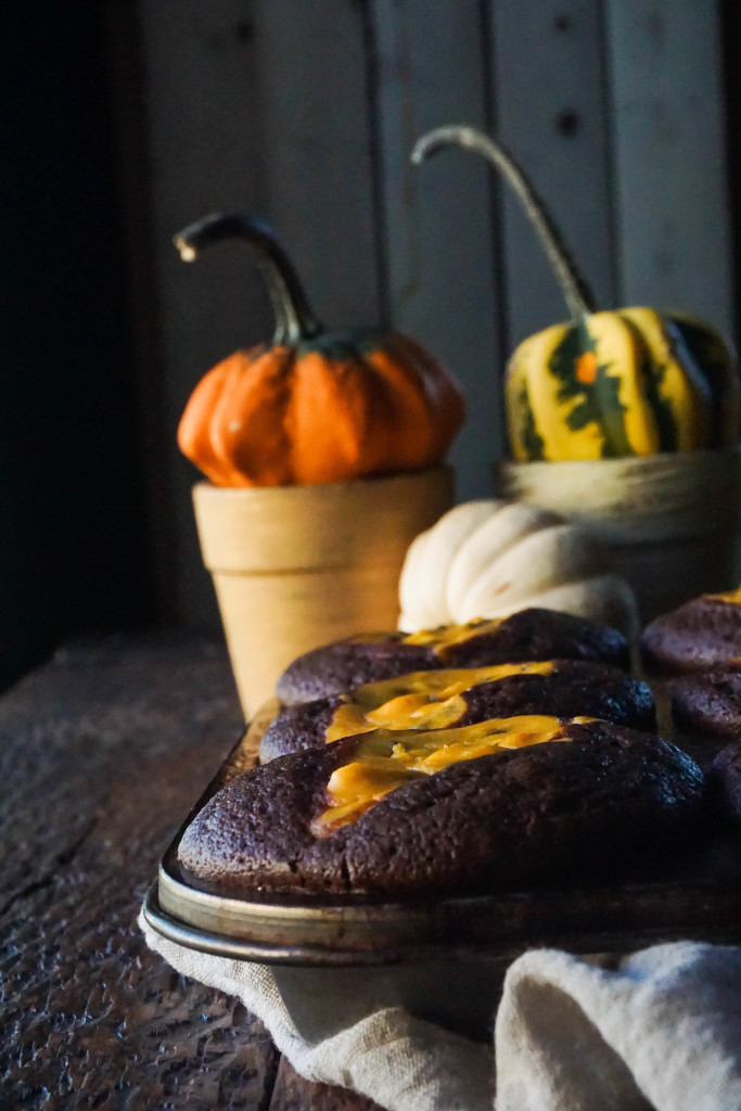 Fall Harvest Black Bottom Cupcakes