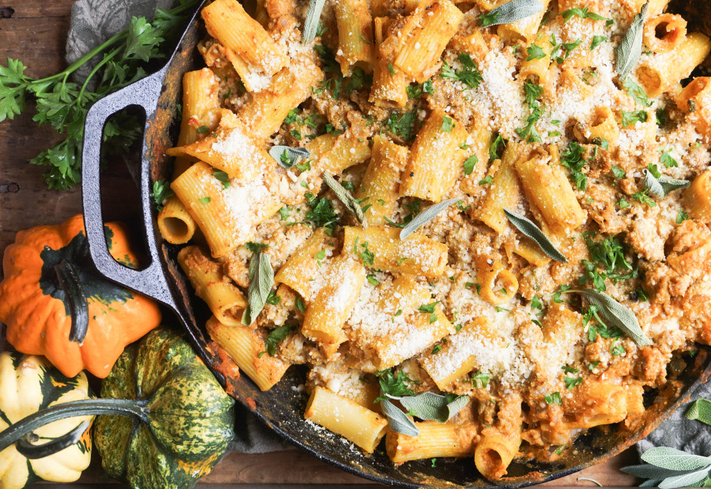 Pumpkin Baked Ziti with Sage Sausage 