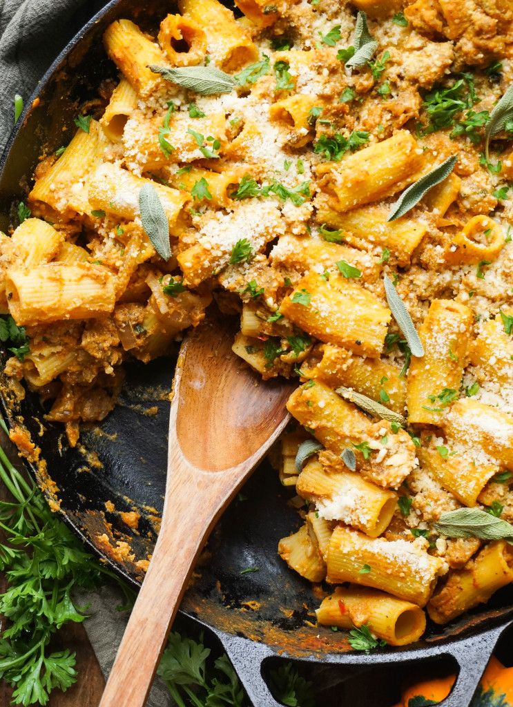 Pumpkin Baked Ziti with Sage Sausage 