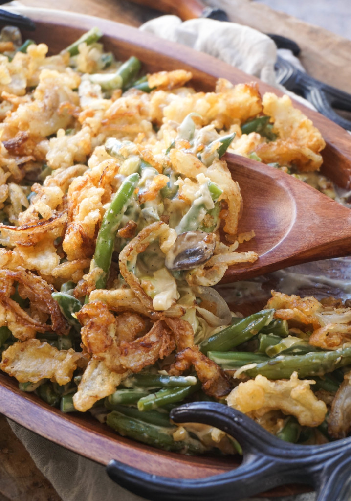 Green Bean Casserole with Tempura Onion Strings