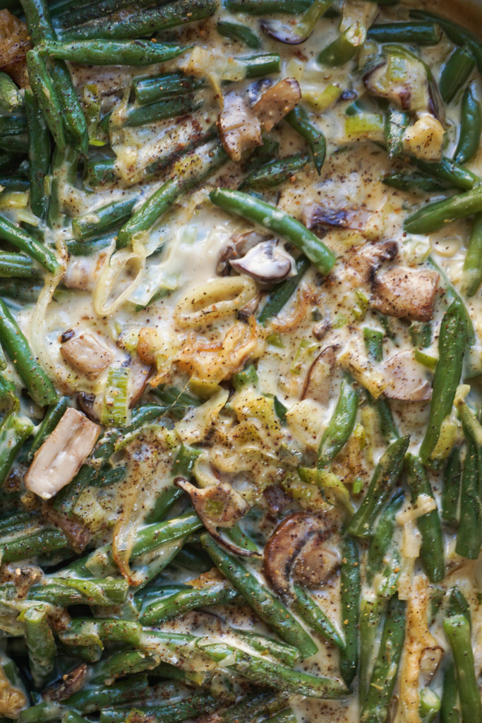 Green Bean Casserole with Tempura Onion Strings