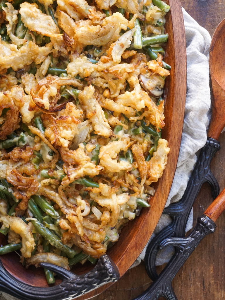 Green Bean Casserole with Tempura Onion Strings