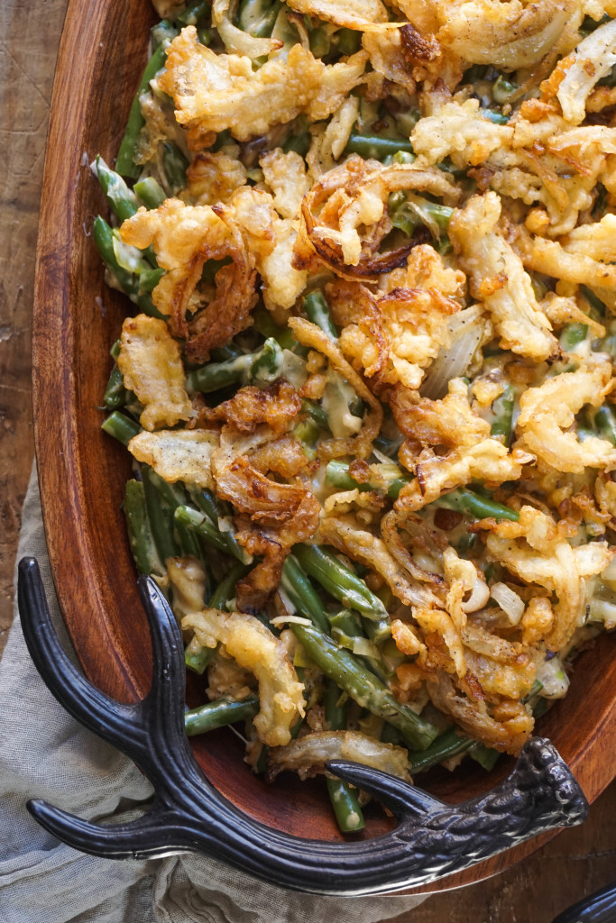 Green Bean Casserole with Tempura Onion Strings