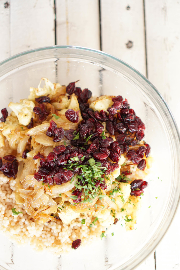  Israeli Couscous with Roasted Cauliflower, Cranberries, & Caramelized Onions