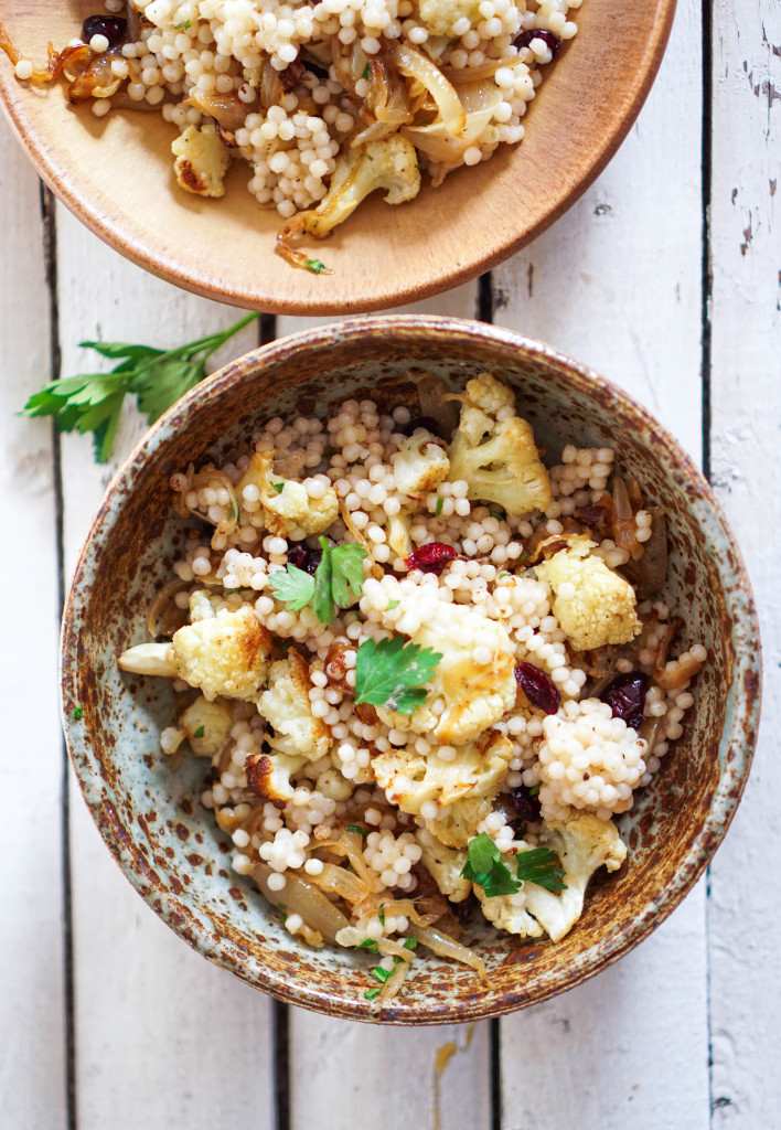  Israeli Couscous with Roasted Cauliflower, Cranberries, & Caramelized Onions