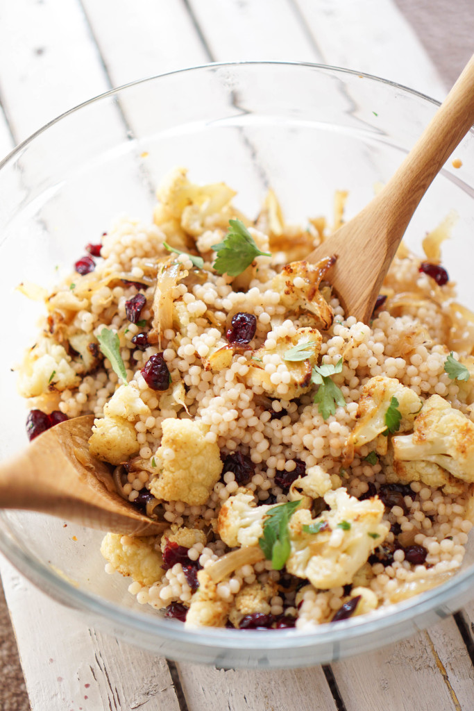 Israeli Couscous with Roasted Cauliflower, Cranberries, & Caramelized Onions