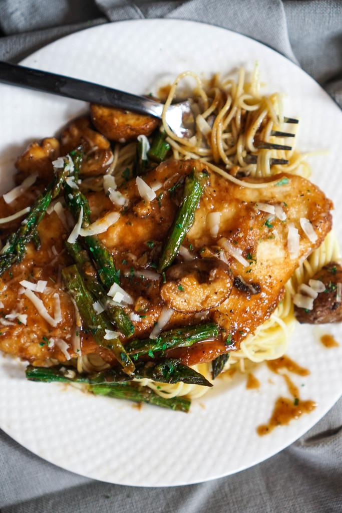 Chicken Marsala with Mushrooms & Asparagus