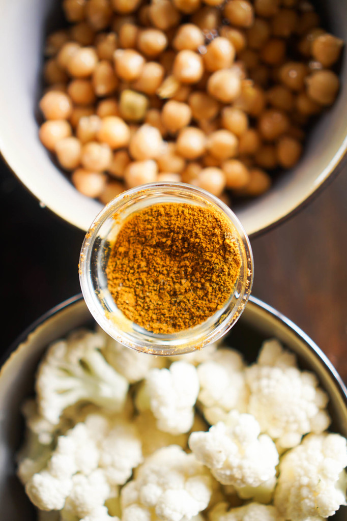 Vegan Spiced Chickpea & Cauliflower Spinach Salad