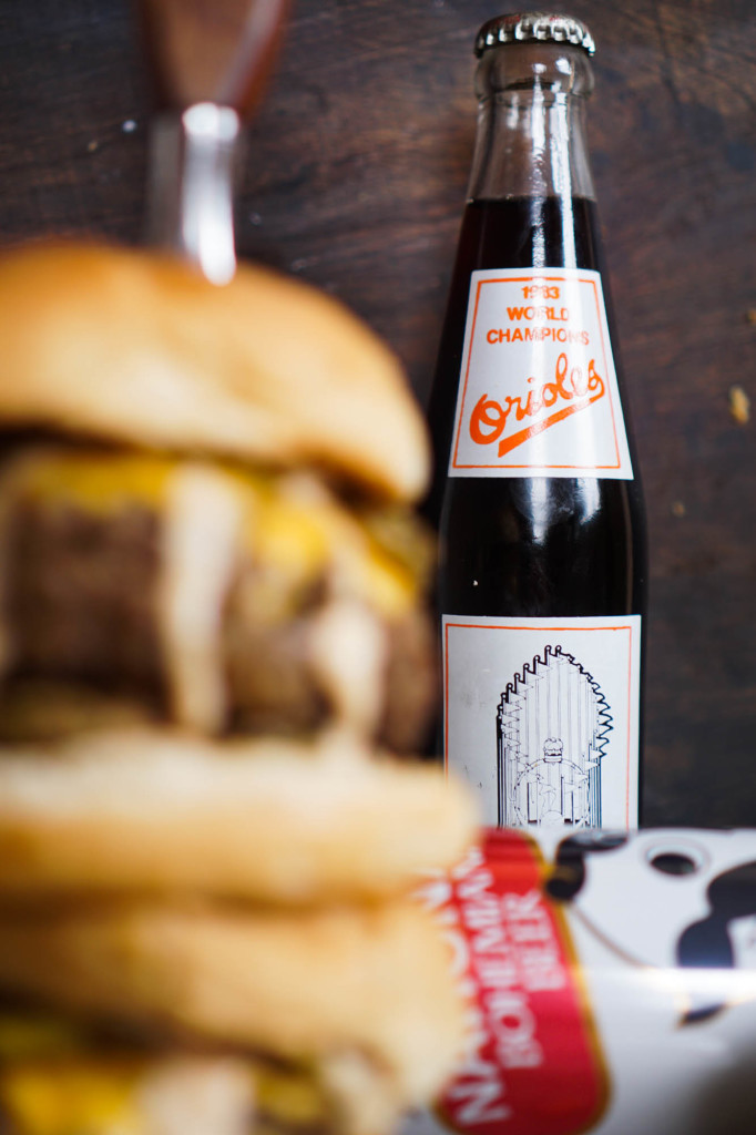 The Game Day Burger with Fried Pickles and Burger Bomb Sauce