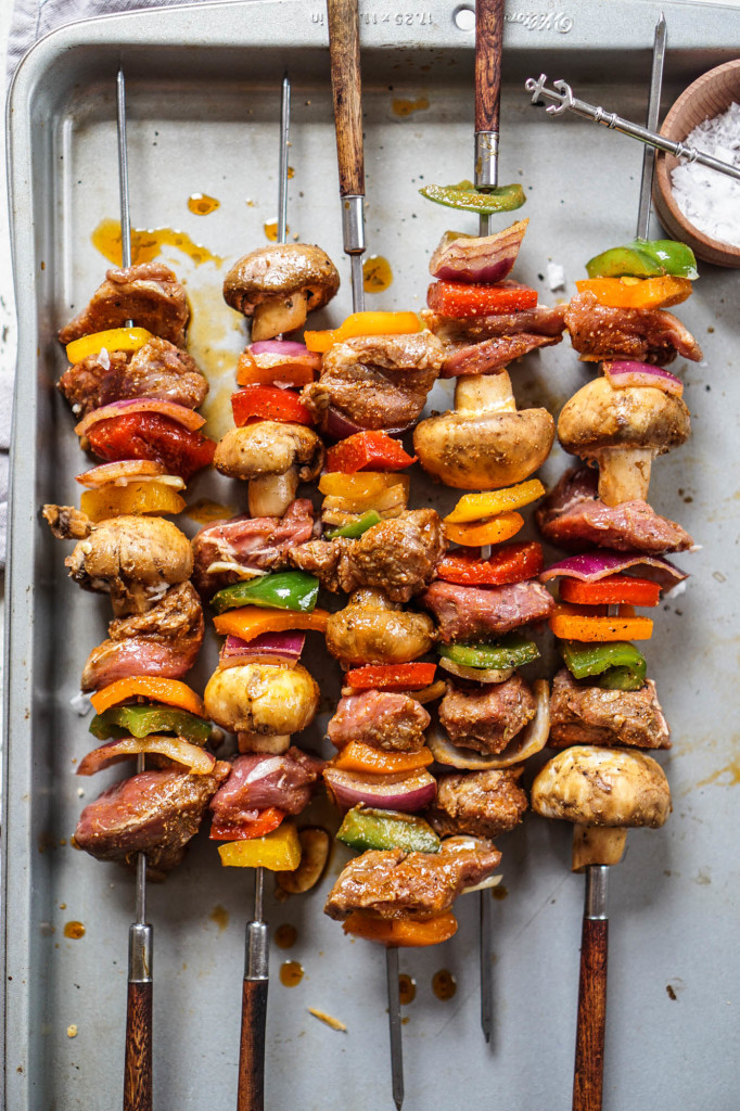 Marinated & Grilled Lamb (or steak) Shish Kabobs 