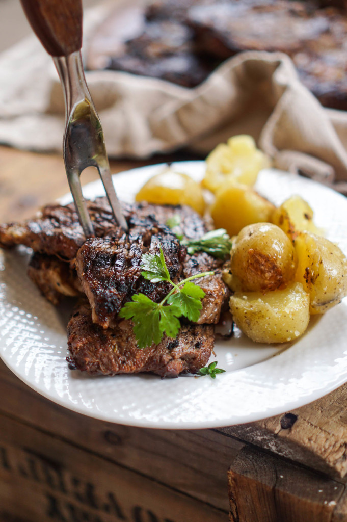 APL Marinated & Grilled Rib-Eye with Parmesan Grilled Potatoes 