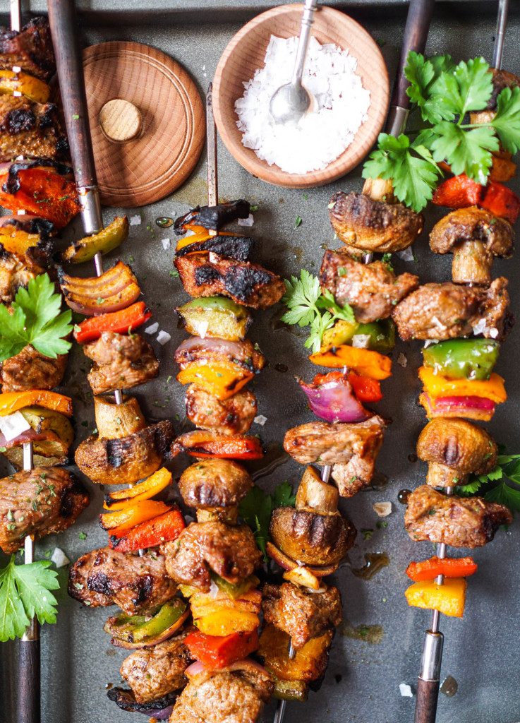 Marinated & Grilled Lamb (or steak) Shish Kabobs 