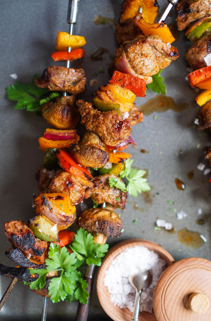 Marinated & Grilled Lamb (or steak) Shish Kabobs 