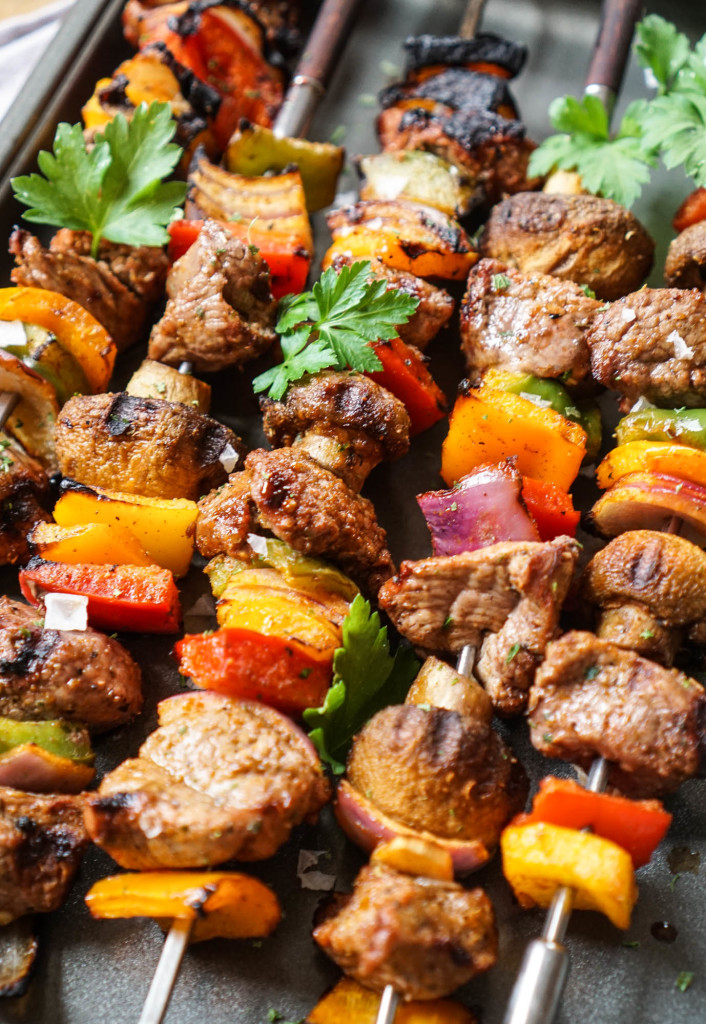 Marinated & Grilled Lamb (or steak) Shish Kabobs 