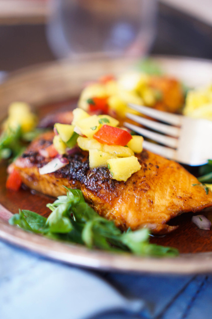 Blackened Salmon with Mango Salsa-