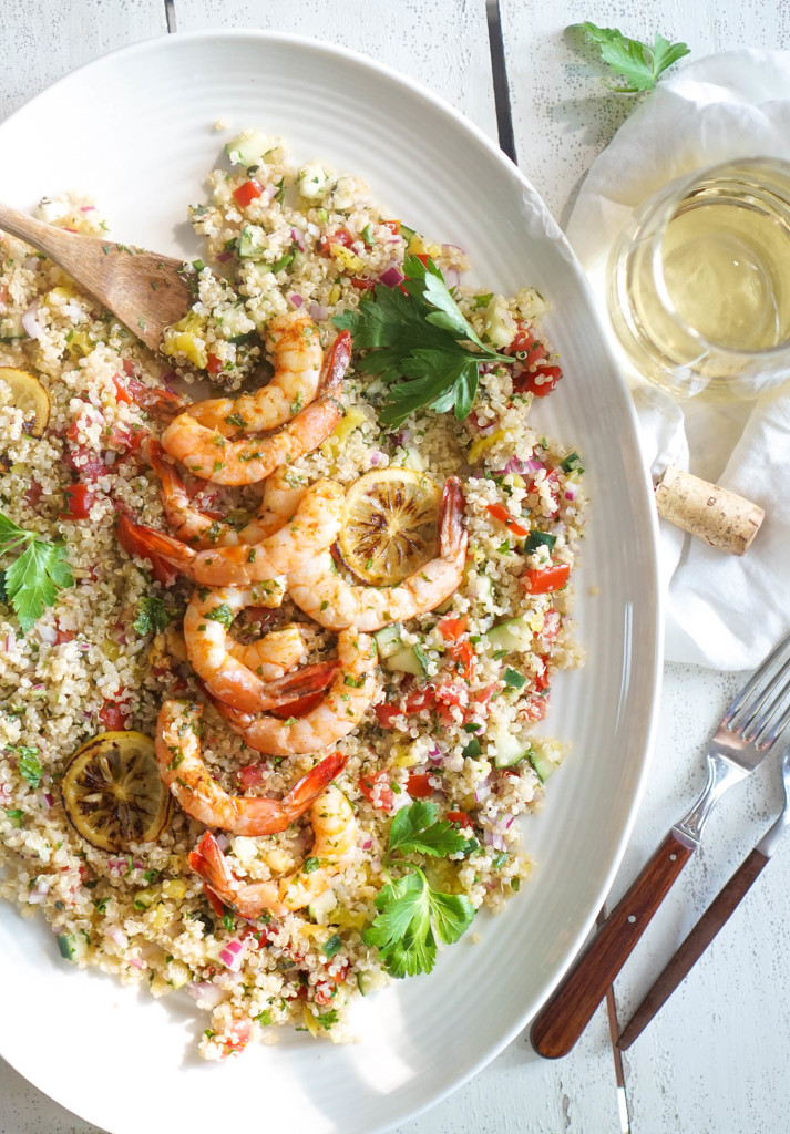 Tabbouleh Inspired Quinoa with Shrimp