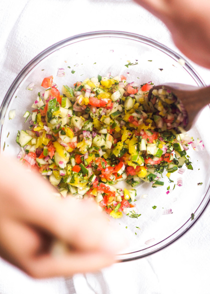 Tabbouleh Inspired Quinoa with Shrimp