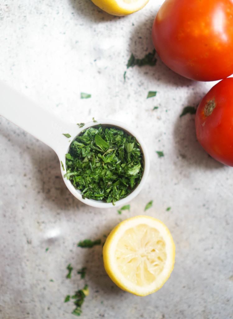 Tabbouleh Inspired Quinoa with Shrimp