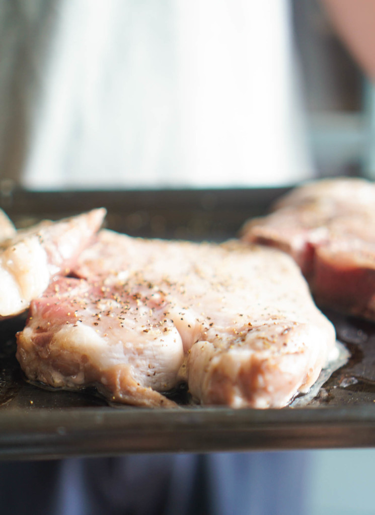 Reverse Sear Pork-Chop with Cumin-Lime Tomato Sauce