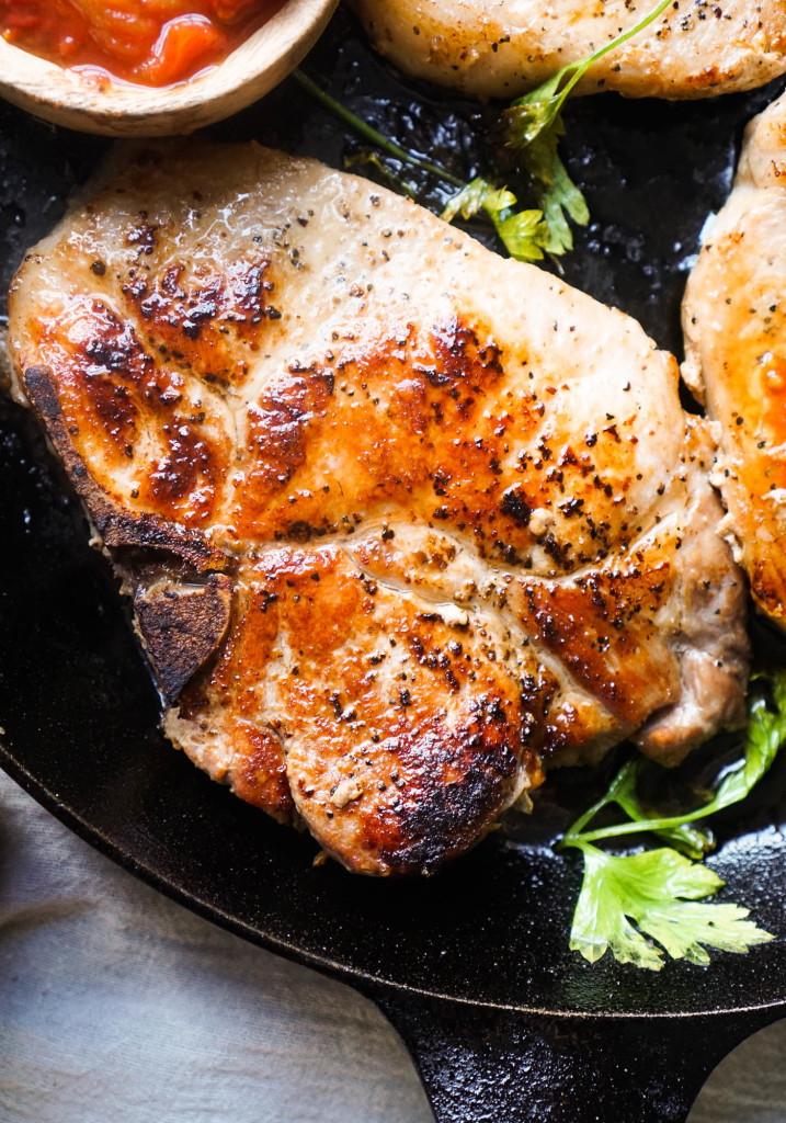 Reverse Sear Pork-Chop with Cumin-Lime Tomato Sauce