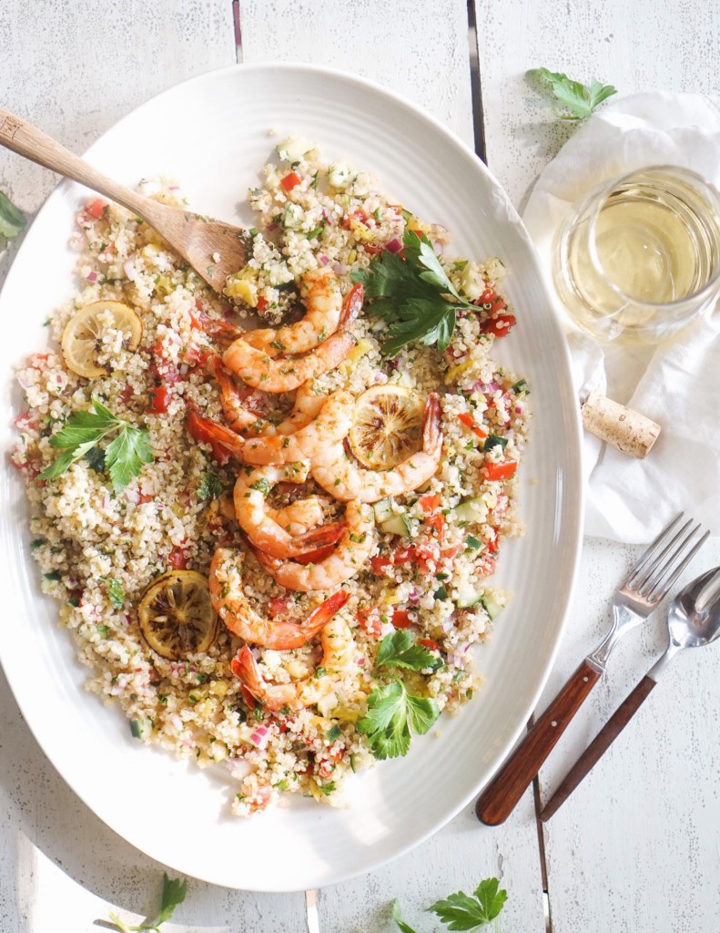 Tabbouleh Inspired Quinoa with Shrimp