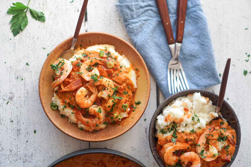 Shrimp & Grits with Spicy Capicola Gravy