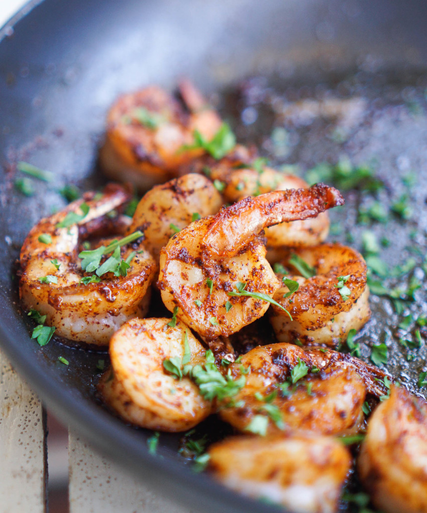 Loaded Guacamole with Chili Shrimp + Roasted Plantains (Whole30)