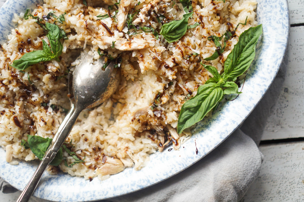 Roasted Chicken & Basil Balsamic Risotto