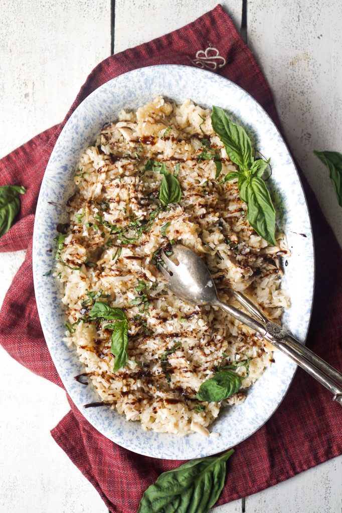 Roasted Chicken & Basil Balsamic Risotto