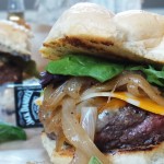 Bison Burgers with Drunken Onions 