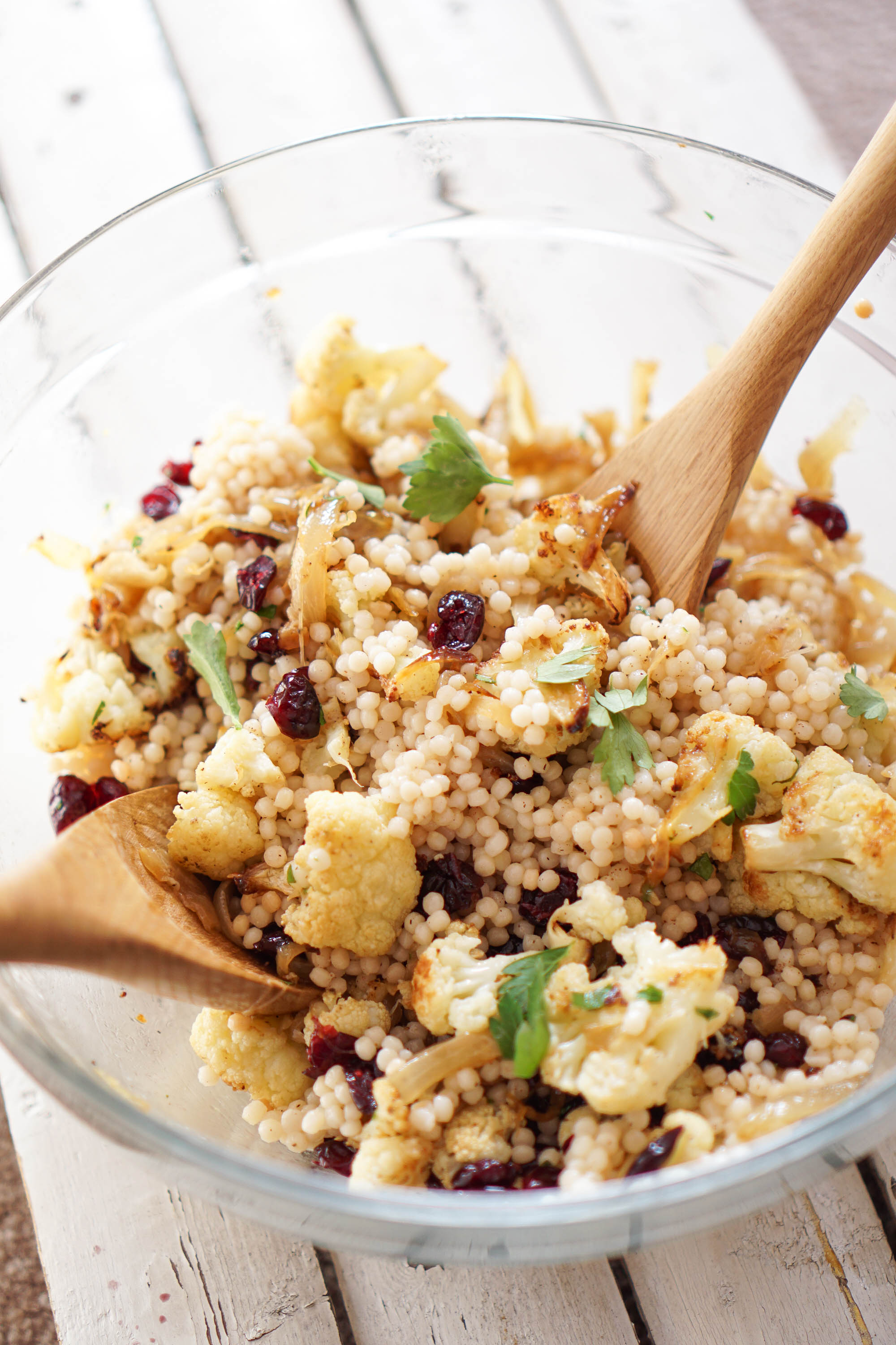 Israeli Couscous with Roasted Cauliflower, Cranberries, & Caramelized ...