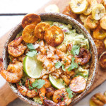 Loaded Guacamole with Chili Shrimp + Roasted Plantains (Whole30)