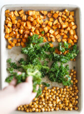 Sheet-Pan Za’atar Chickpeas & Kale with Sweet Potatoes